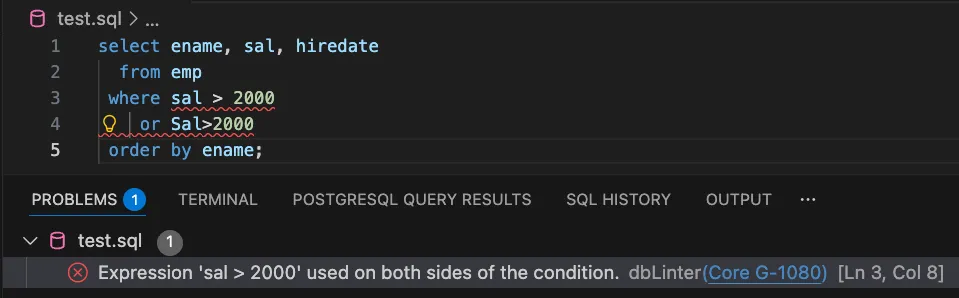 SQL query with a G-1080 problem