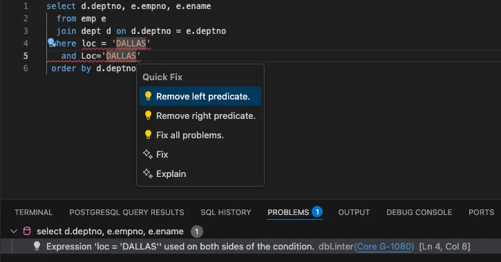 SQL query with a G-1080 problem