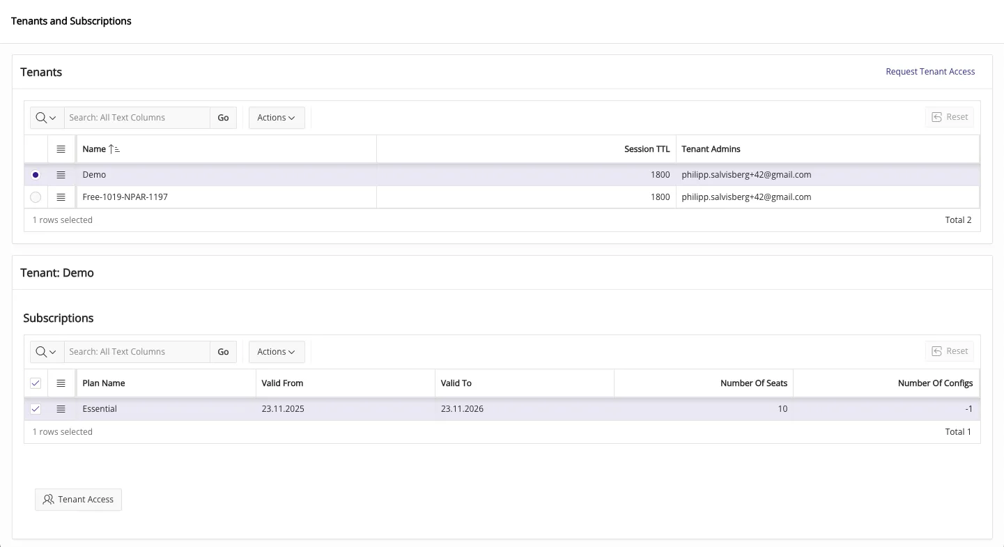 Tenants and Subscriptions