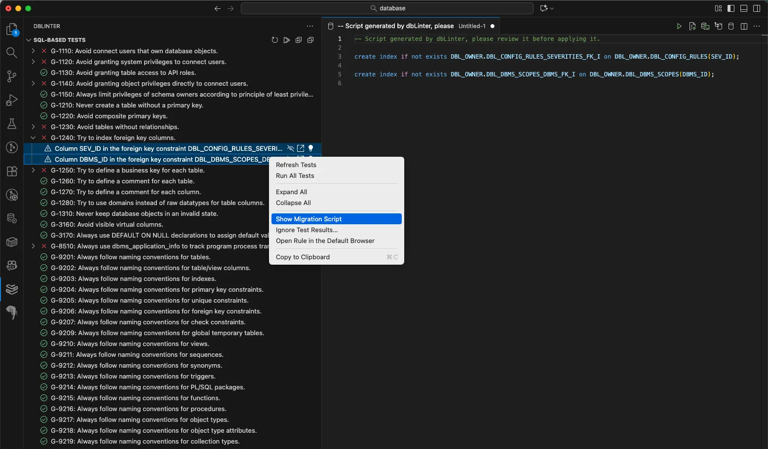 Connection Settings in VS Code
