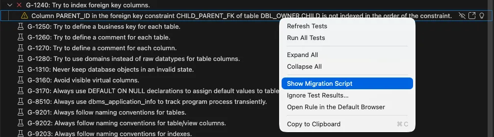Show Migration Script